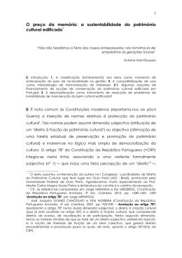 a sustentabilidade do patrim&oacute;nio cultural edificado