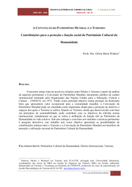 A Convenção do Patrimônio Mundial e o Turismo