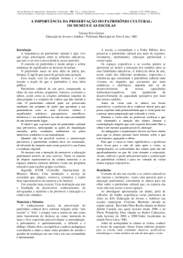 A IMPORTANCIA DA PRESERVACAO DO PATRIMONIO