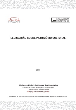 LEGISLA&Ccedil;&Atilde;O SOBRE PATRIM&Ocirc;NIO CULTURAL