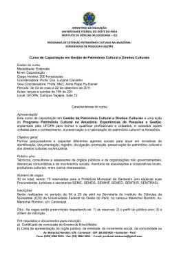 Edital Curso de Gest&atilde;o de Patrim&ocirc;nio Cultural da Amaz&ocirc;nia