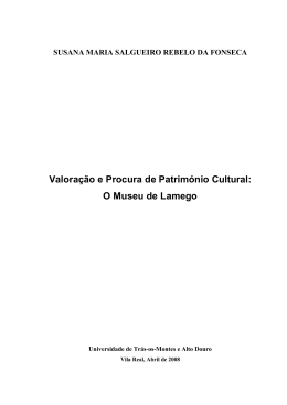 Valoração e Procura de Património Cultural: O Museu de Lamego