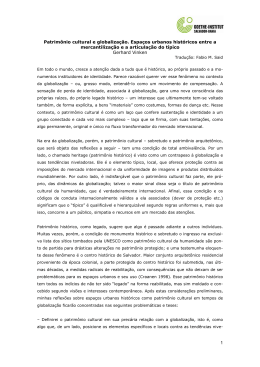1 Patrim&ocirc;nio cultural e globaliza&ccedil;&atilde;o. Espa&ccedil;os urbanos hist&oacute;ricos
