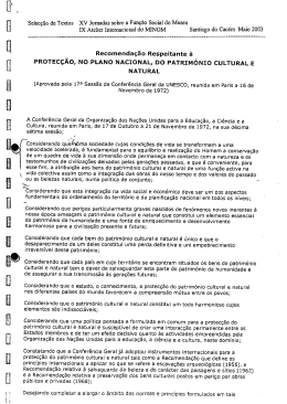 PROTEC&Ccedil;&Atilde;O, No PLANO NACIONAL, oO PATRIM&Oacute;NIO cuLTuRAL E