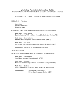 Workshop Patrim&ocirc;nio Cultural da Sa&uacute;de