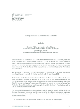 PATRIMONIO CULTURAL Direção-Geral do Patrimonio Cuitural