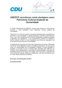 UNESCO reconheceu cante alentejano como Património Cultural