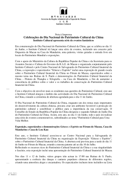 Celebra&ccedil;&otilde;es do Dia Nacional do Patrim&oacute;nio Cultural da China
