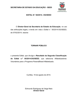 Edital n&ordm; 26/2014 &ndash; DG/Seed - Secretaria de Estado da Educa&ccedil;&atilde;o