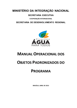 Manual Operacional dos Objetos Padronizados do Programa Água