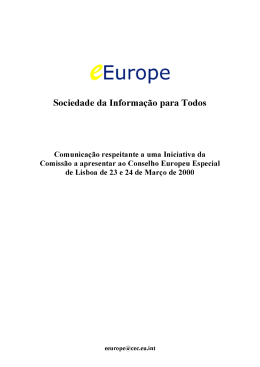 eEurope: Sociedade da informa&ccedil;&atilde;o para todos