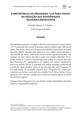&ldquo;luz para todos&rdquo; na redu&ccedil;&atilde;o das disparidades regionais brasileiras
