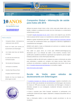 Campanha Global &ndash; Informa&ccedil;&atilde;o de sa&uacute;de para todos at&eacute; 2015