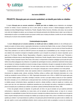 Educação para um consumo sustentável, um desafio para todos os