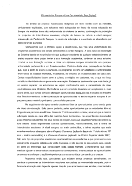 Educac&atilde;o Na Europa - Uma Oportunidade Para Todos? No &acirc;mbito