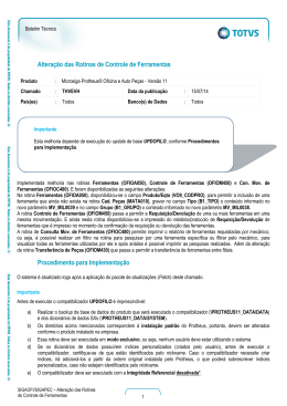 Altera&ccedil;&atilde;o das Rotinas de Controle de Ferramentas