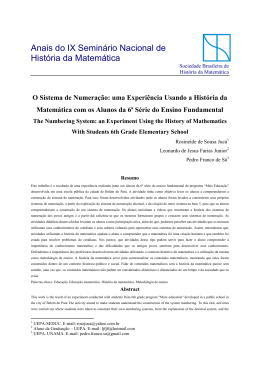 O Sistema De Numeração: Uma Experiência Usando A História Da