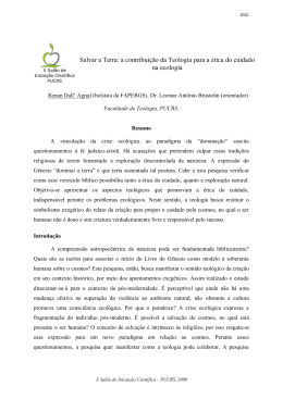Salvar a Terra: a contribui&ccedil;&atilde;o da Teologia para a &eacute;tica do