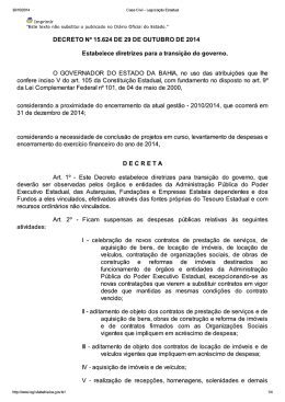 DECRETO N&deg; 15.624 DE 29 DE OUTUBRO DE 2014