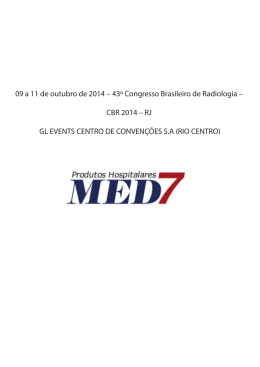 09 a 11 de outubro de 2014 – 43º Congresso Brasileiro de