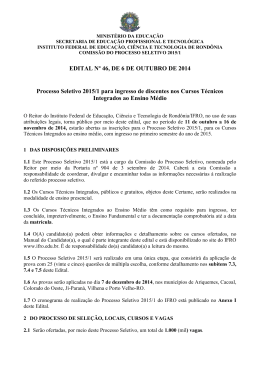 EDITAL Nº 46, DE 6 DE OUTUBRO DE 2014 Processo Seletivo