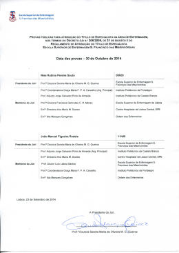 Data das provas - 30 de Outubro de 2014