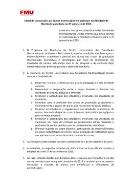 Edital de Monitoria 2015/2