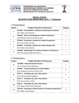 EDITAL 01/2015 SELEÇÃO PARA MONITORIA/ 2015 – 1º Semestre