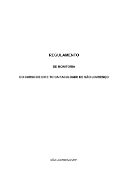 REGULAMENTO DE MONITORIA - Faculdade de São Lourenço