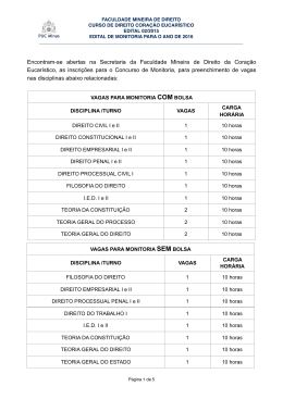 EDITAL MONITORIA - Faculdade Mineira de Direito