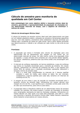 C&aacute;lculo de amostra para monitoria de qualidade em Call