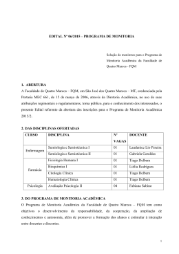 Edital N&ordm; 06/2015.2 &ndash; PROGRAMA DE MONITORIA