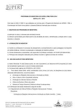 PROGRAMA DE MONITORIA DO IUPERJ (PMI) PARA 2014 EDITAL