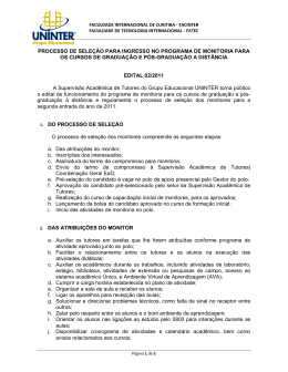 PROCESSO DE SELE&Ccedil;&Atilde;O PARA INGRESSO NO