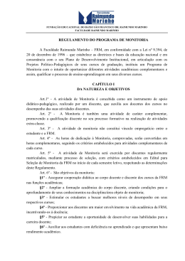 REGULAMENTO DO PROGRAMA DE MONITORIA A