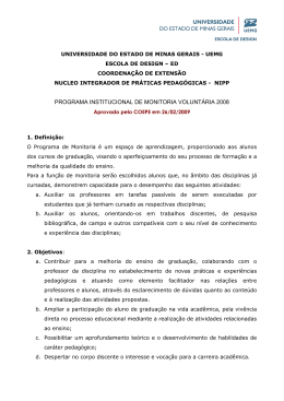 Programa de Monitoria Volunt&aacute;ria