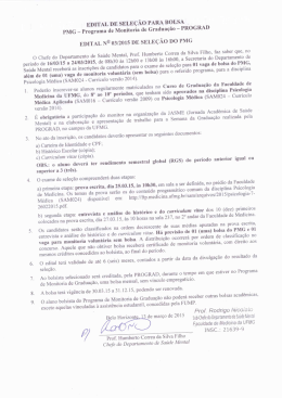 EDITAL DE SELE&Ccedil;&Atilde;O PARA BOLSA PMG - Programa