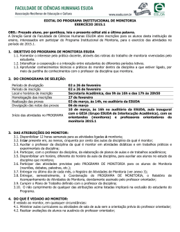 EDITAL DO PROGRAMA INSTITUCIONAL DE
