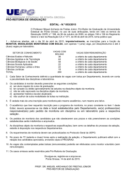 Edital Monitorias - Universidade Estadual de Ponta Grossa
