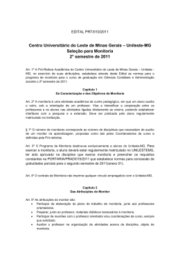Unileste-MG Seleção para Monitoria 2° semestre de 2011
