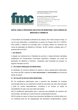 EDITAL PARA O PROCESSO SELETIVO DE MONITORIA DOS