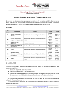 inscri&ccedil;&atilde;o para monitoria: 1 semestre de 2015
