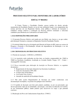 PROCESSO SELETIVO PARA MONITORIA DE