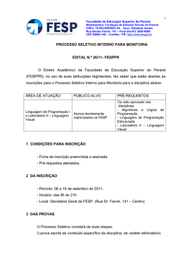 PROCESSO SELETIVO INTERNO PARA MONITORIA EDITAL N.º