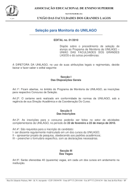 Sele&ccedil;&atilde;o para Monitoria do UNILAGO