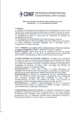 Resumo executivo da 26ª reunião ordinária do CONIF