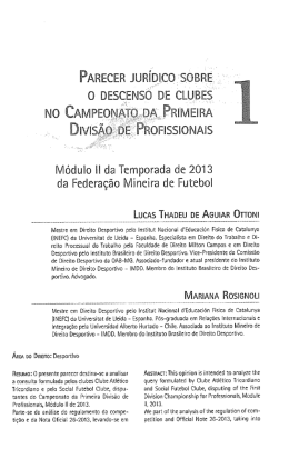 Parecer Jurídico sobre o descenso de clubes no Campeonato da