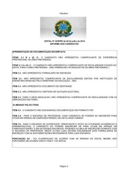 Informe aos Candidatos.