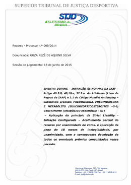 Recurso - Processo n.º 009/2014 Denunciada: GUZA REZÊ