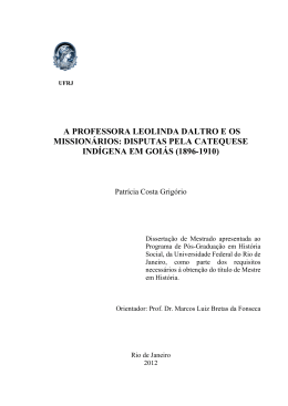 Disputas pela catequese ind&iacute;gena em Goi&aacute;s